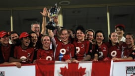 ＩＲＢ女子セブンズチャレンジカップ第１回大会で優勝したカナダ（写真提供：アジアラグビー協…